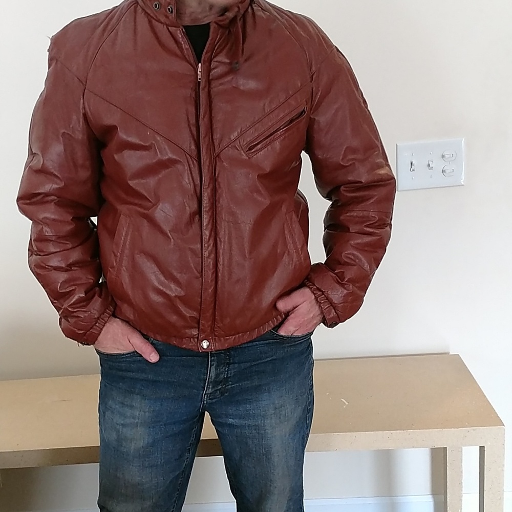 Leather bomber jacket